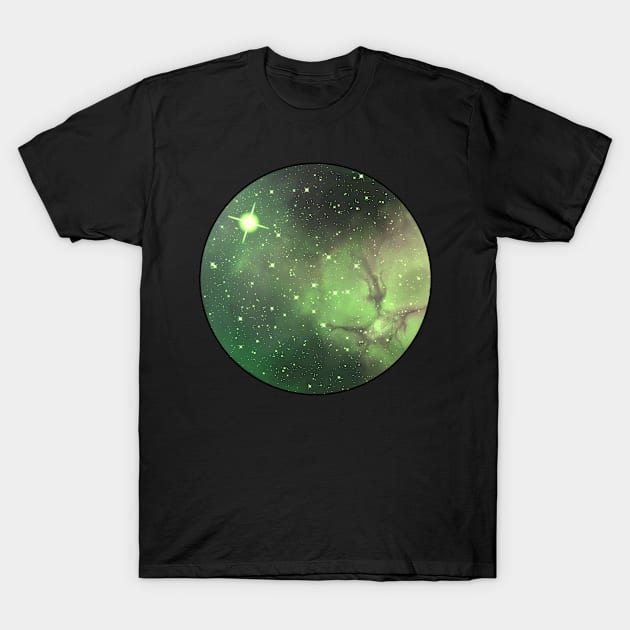 Galaxy Circle (Green) T-Shirt by AuPrinceAna